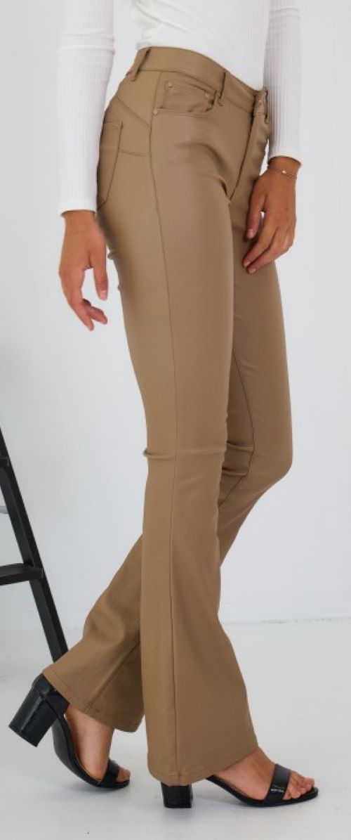 Flared push up  broek  "Leather" | Beige