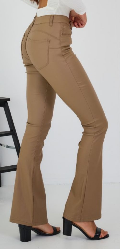 Flared push up  broek  "Leather" | Beige