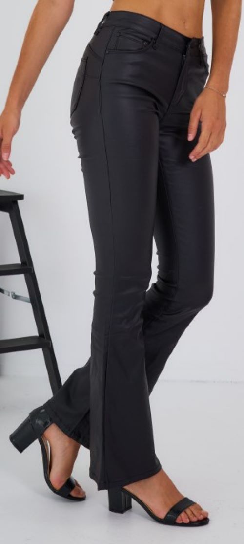 Flared push up  broek  "Leather" | zwart